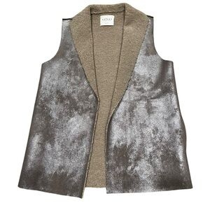 Velvet Metallic Silver and Tan Vest